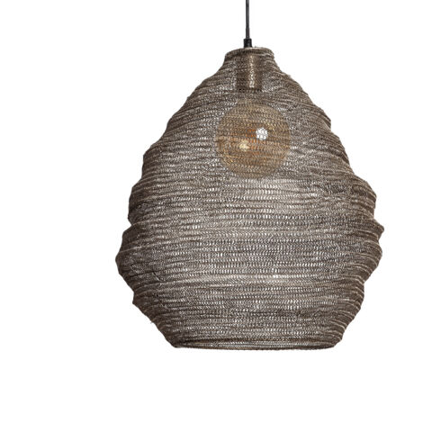 Efectoled – Suspension métal Milos argent – Câble de suspension réglable – Nécessite ampoule E27 – Design vintage pour salle à manger et bureau