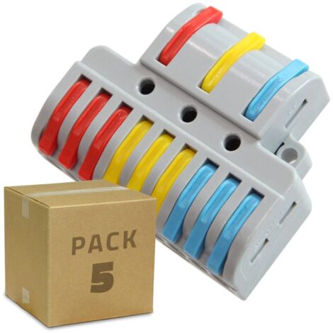 Pack 5 Connecteurs Rapides 3 Entrées et 9 Sorties SPL-93 pour Câble Électrique de 0.08-4mm²  Gris