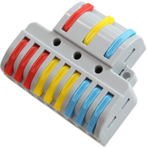 Pack 5 Connecteurs Rapides 3 Entrées et 9 Sorties SPL-93 pour Câble Électrique de 0.08-4mm²  Gris