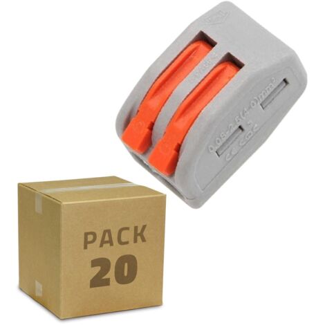 Pack 20 Connecteurs Rapides 2 Entrées PCT-212 pour Câble Électrique 0.08-4mm²  Gris