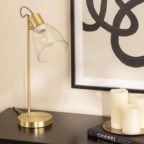 Lampe à Poser Métal et Verre Shirley  Doré