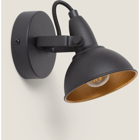 Lampe Murale Orientable Aluminium Emer 1 Spot Noir Noir