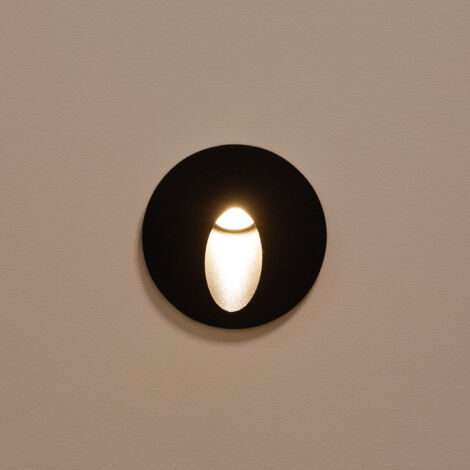 Balise Extérieure Murale LED Encastrable 3W Ronde Boiler Noire 2700K Blanc chaud