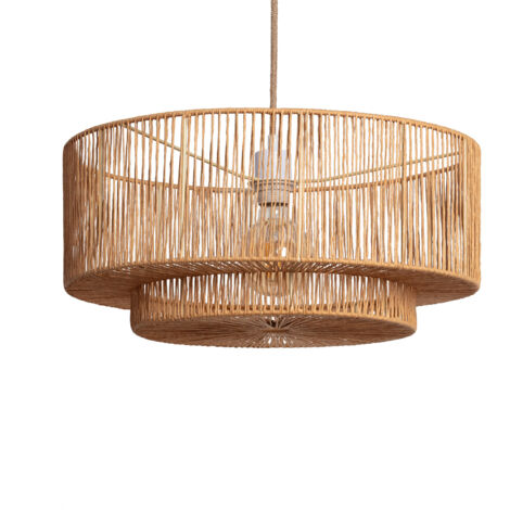 Ledkia – Suspension papier tressé Dicenta naturel – Matériau résistant aux chocs – Pour ampoule LED E27 – Lumière chaude, froide ou neutre