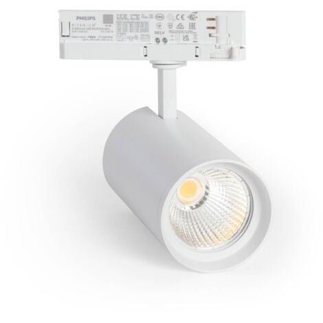 Spot LED New d Angelo 40W Blanc CRI90 LIFUD pour Rail Triphasé 3 Allumages Blanc froid 5000K