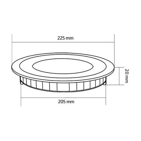 Dalle LED 18W Ronde Extra-Plate Coupe Ø 205 mm Argentée 5000K Blanc froid