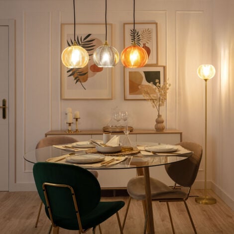 Lampadaire Métal et Verre Klimt  Ambre