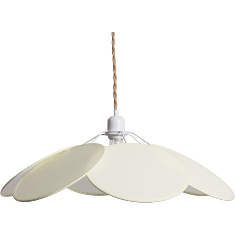 Efectoled – Suspension en tissu Kabuki crème – Dimensions 1500mm x Ø600mm – Protection IP20 – Ampoule E27 non incluse – Pour intérieur