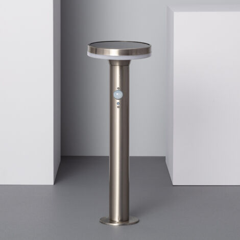 Balise LED Solaire Extérieure Helios Inox 6W en Saillie sur Pied 45cm avec Détecteur de Mouvement Helios Inox 3000K Blanc chaud (1/5)