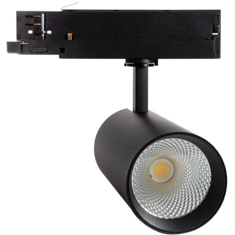 Spot LED Sur Rail Triphasé Carlo 40W - Noir - 6000K Blanc Froid - Angle 60° - 4800 Lumens