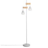 Ledkia – Lampadaire LED en bois et aluminium – 2 points de lumière E27 – Puissance 40W – Éclairage décoratif intérieur