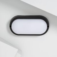 Plafonnier LED Extérieur Ovale 25W Hublot Black IP65 98x198 mm 3000K Blanc chaud