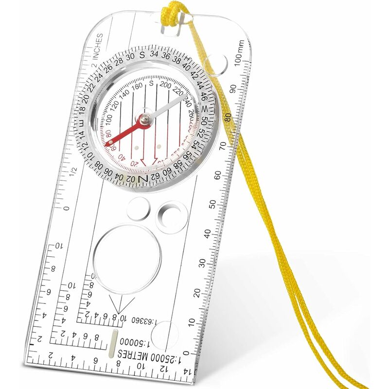 Boussole de randonnée multifonction avec loupe, outil de