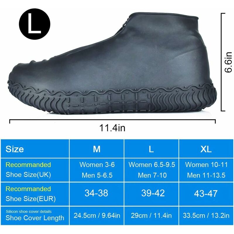 eStore Couvre-chaussures imperméables, antidérapants - Noir - M