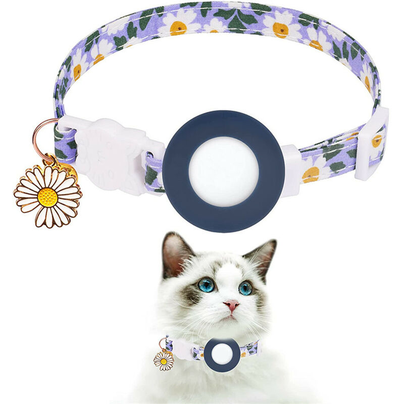 Collier de chat compatible Airtag, collier Airtag Cat avec cloche et boucle  de sécurité, largeur 3/8 « , collier réfléchissant avec support Airtag  étanche