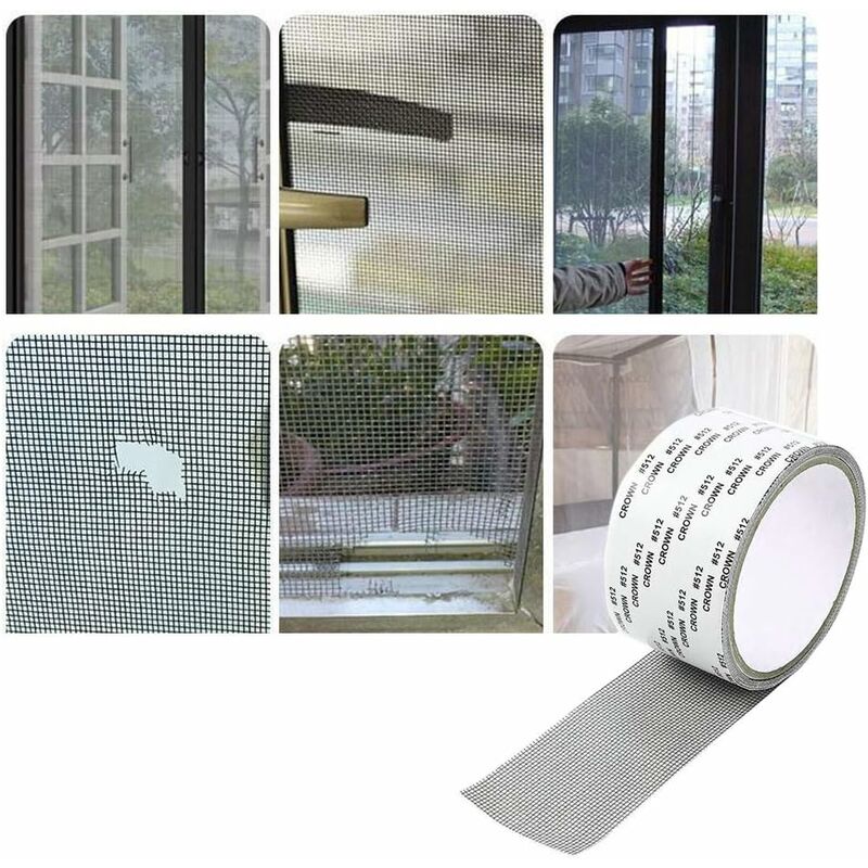 Réparation de Fenêtre，2rouleaux Ruban adhesif reparation moustiquaire Ruban  adhésif en fibre de verre Réparation de fenêtre kit，pour Fenêtres Insectes