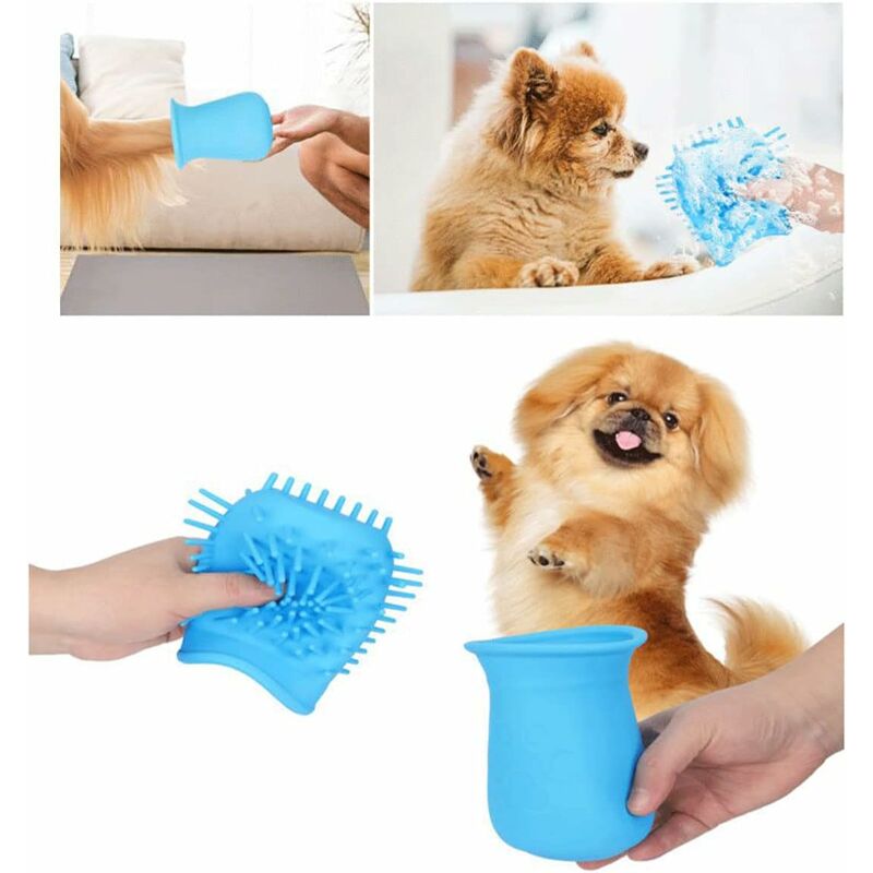Lave-pattes pour chien, nettoyeur de pieds de chien, tasse de lavage des  pieds d'animal de compagnie, nettoyant pour pieds de brosse pour grand chien  nettoyage portable des pieds