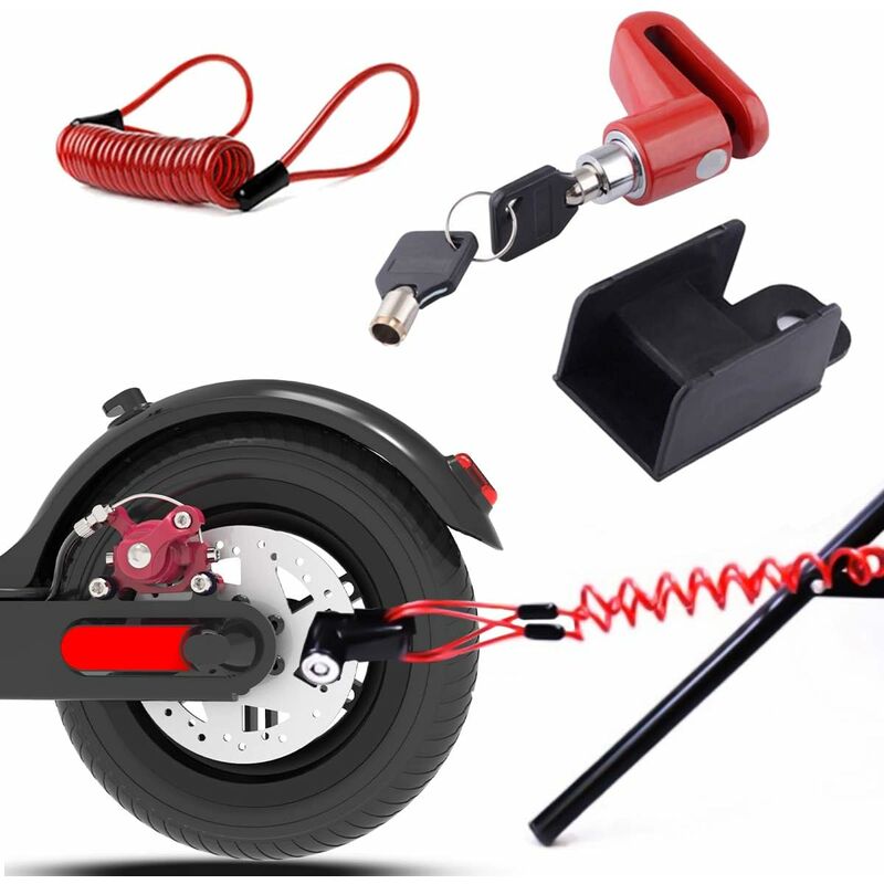 Serrure de frein à disque, alarme de moto verrouillage de disque moto  scooter de vélo verrouillage de sécurité étanche 110db son d'alarme avec  1,5 m de rappel clés de câble Carry P
