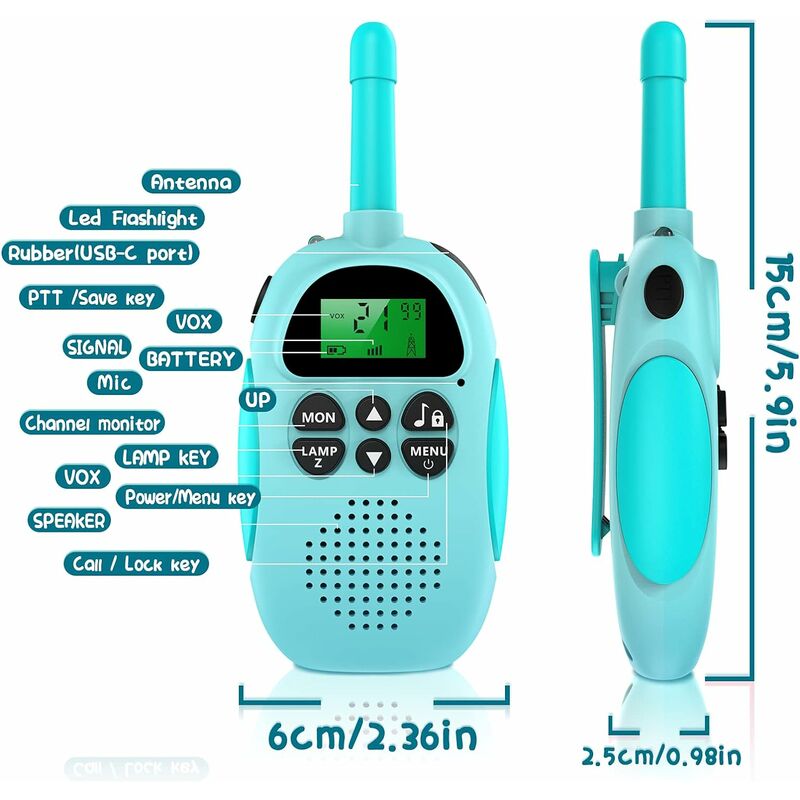 Talkies-walkies pour enfants 3 pack, gamme 3 avec lampes de poche LCD  rétroéclairées talkies-walkies pour enfants âgés de 3 à 12 ans, jouets  radio 2