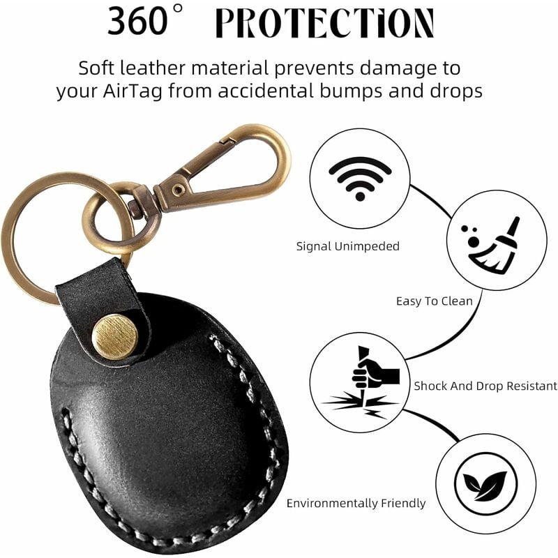 1PC noir Coque Compatible avec Apple AirTags - Porte-clés Air Tag - Coque  de Protection Airtag - Porte