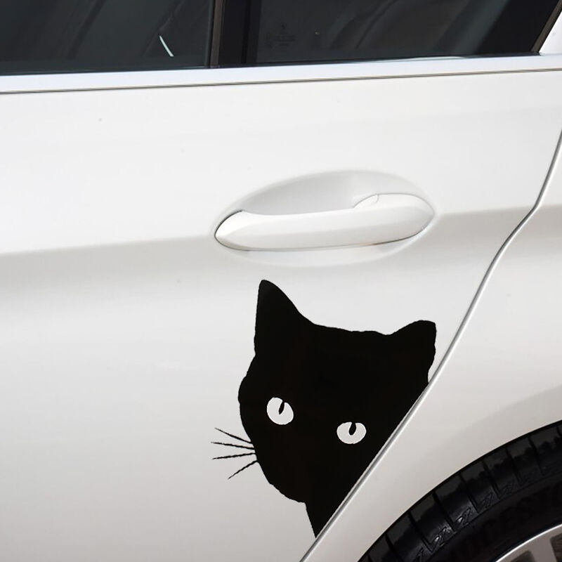 Autocollant Noir Tête de Chat Vinyle Voiture scooter Camion tuning