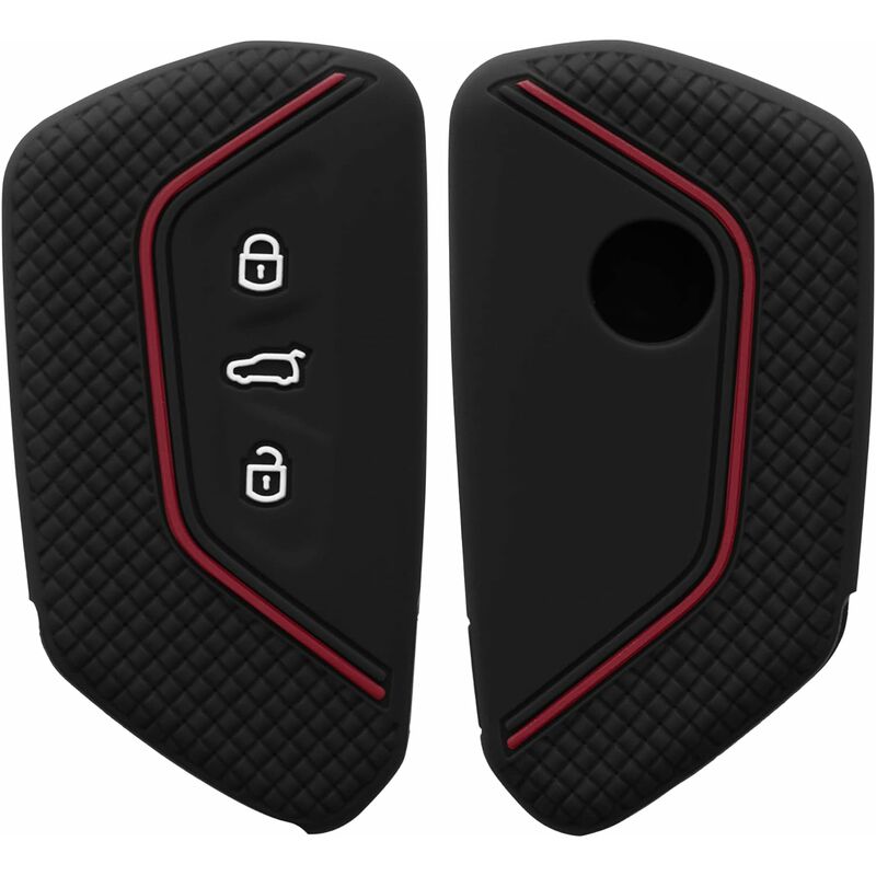 Rouge-Noir Accessoire Clef de Voiture Compatible avec VW Golf 7 MK7  3-Bouton - Coque de