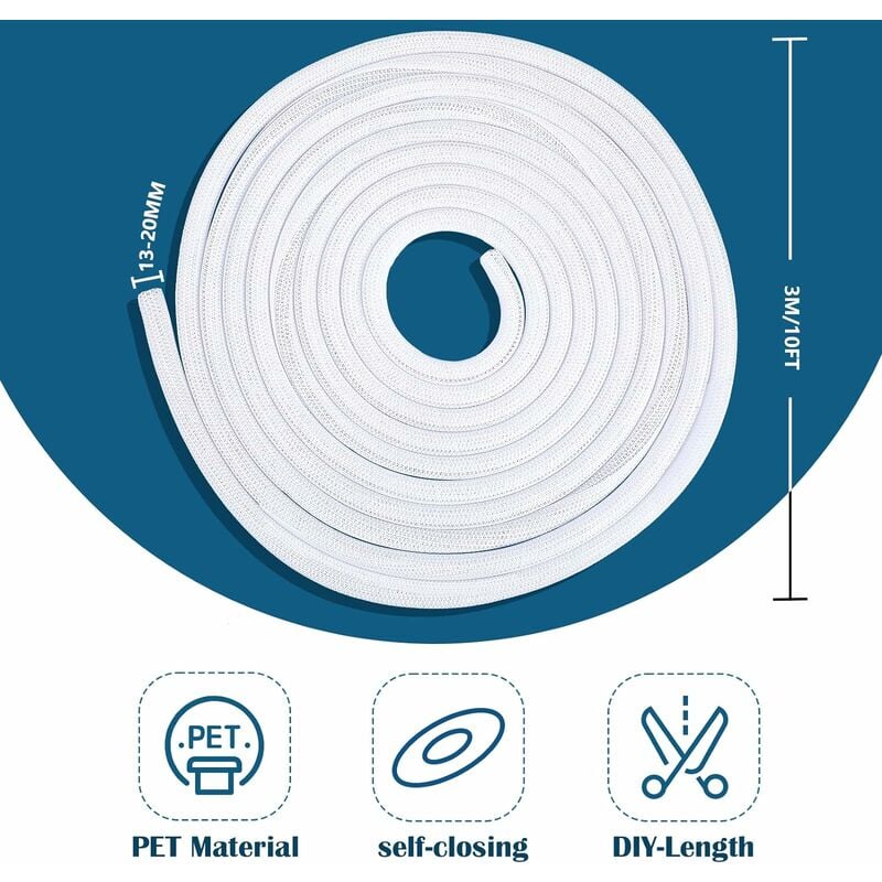 ECENCE ECENCE 3m - 118inch Manchon de Cache Câble 13-20mm, Blanc Extensible  Gaine Cable Informatique, Protection du pour TV[S400]