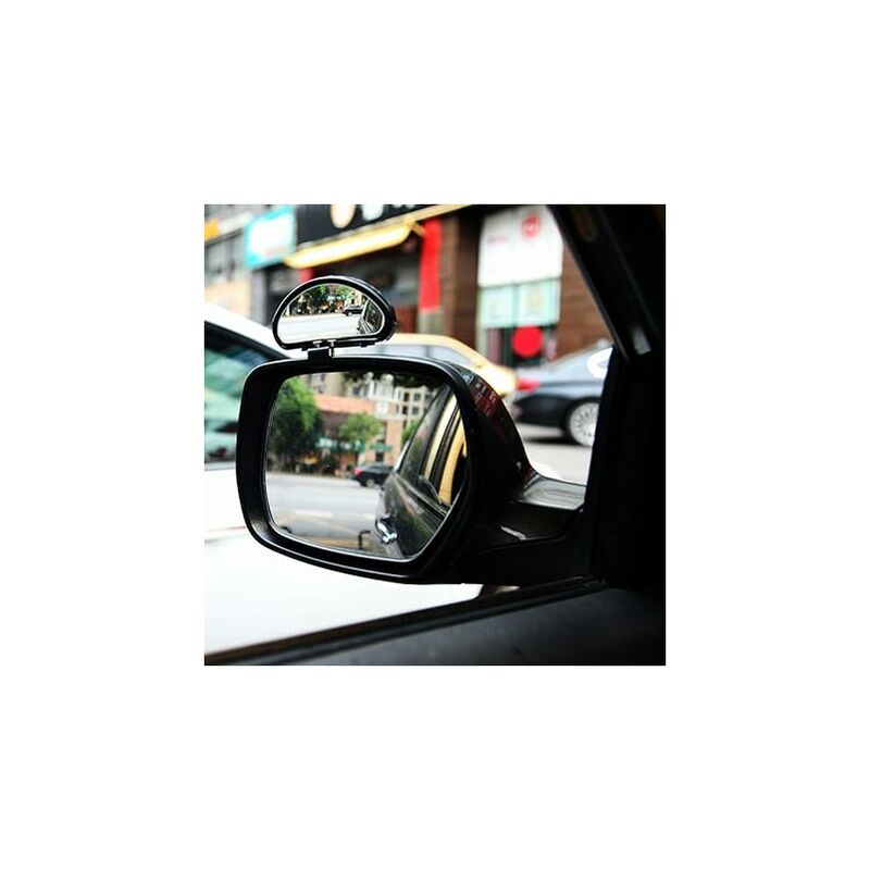 Wildauto 2pcs Miroirs d'angle mort, miroir grand angle universel auxiliaire  de voiture réglable pour les voitures universelles (noir)