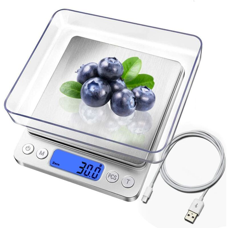 Acheter Balance de cuisine numérique 500g/0 01g Mini balance de cuisine  électrique numérique étanche USB rechargeable écran LCD en acier inoxydable  pour ingrédients café