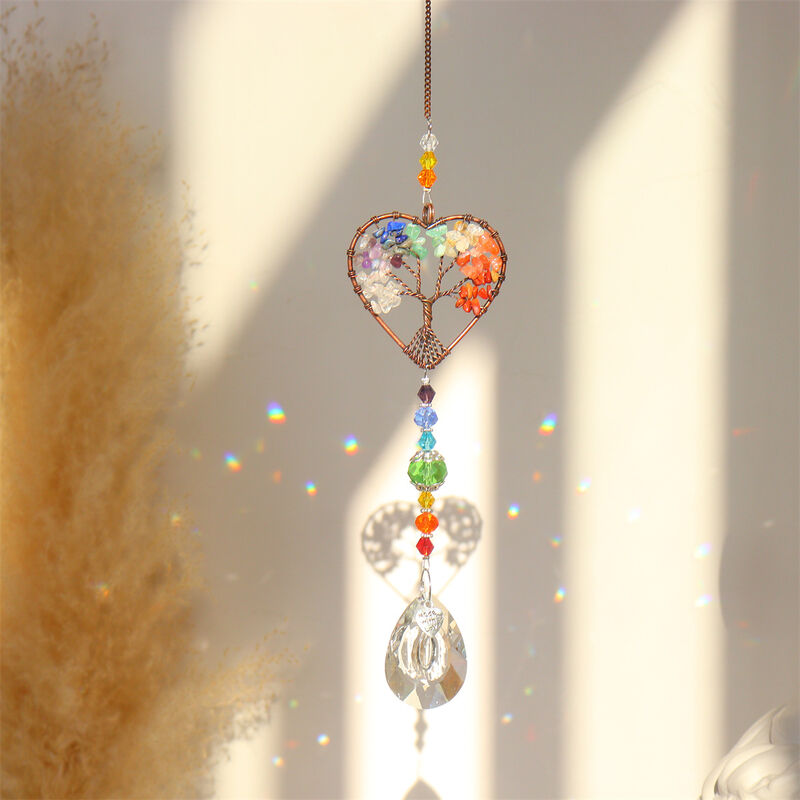 Artisanat de prisme d'attrape-soleil de coeur suspendu, pendentif