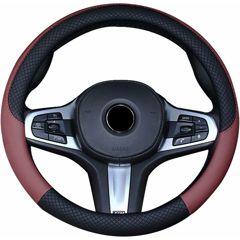Pour Peugeot 2008 2013 ~ 2018 an couverture de volant de voiture en fibre  de carbone + PU cuir Auto accessoires intérieur Coche accessoire voiture  intérieur - Type Marron