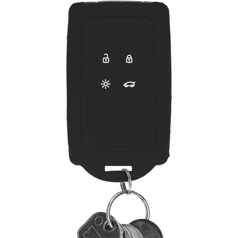 Noir-Rouge-Boitier clé de Voiture Compatible avec Renault Smart Key  4-Bouton (Keyless Go Uniquement) - Coque de Protection Souple en Silicone