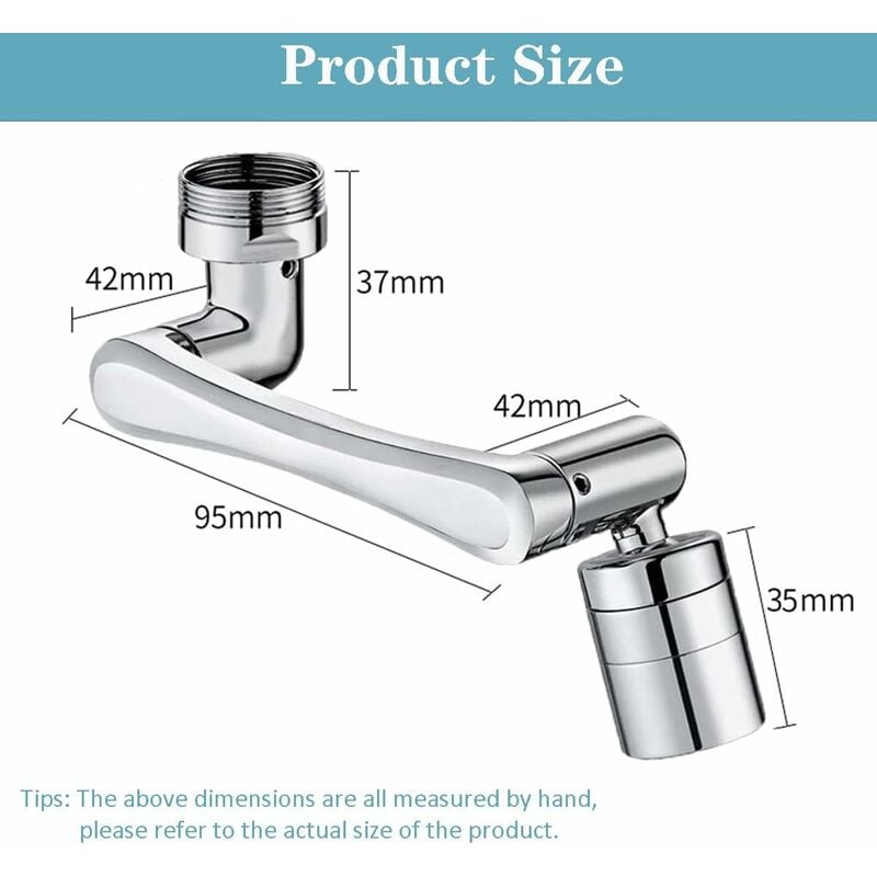 ZStarlite aérateur de robinet, rallonge de robinet orientable 1440°  fixation de robinet, 2 modes de sortie d'eau, robinet universel, diffuseur  en laiton pour évier de salle de bain cuisine 20/22/24 mm 