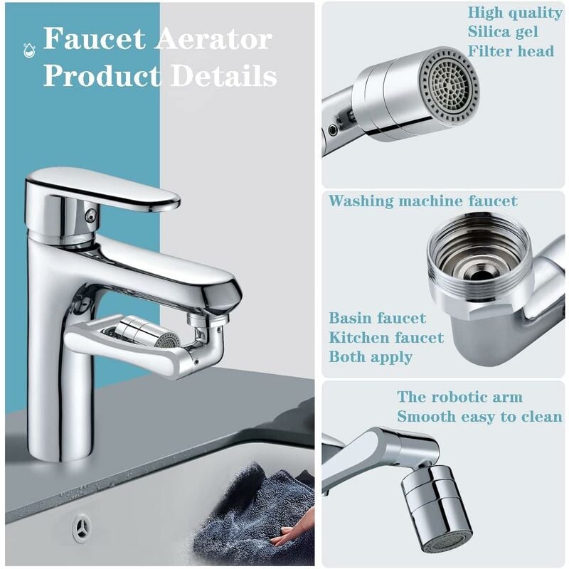ZSTARLITE AÉRATEUR DE robinet, rallonge de robinet orientable 1440°  fixation  EUR 32,38 - PicClick FR