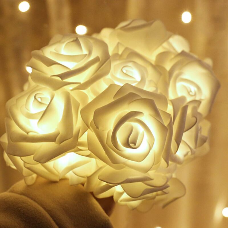 Blanc LED Rose Fleur Guirlande Lumineuse Fleur Fée Guirlande Lumineuse 30 Guirlande  Lumineuse LED pour Décoration Romantique Fête De Vacances Mariage Saint  Valentin Anniversaire Noël 3m