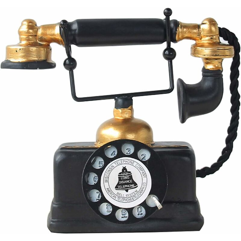 Téléphone fixe rétro filaire Téléphone antique de style blanc avec résine  et corps en métal - Téléphones décoratifs vintage