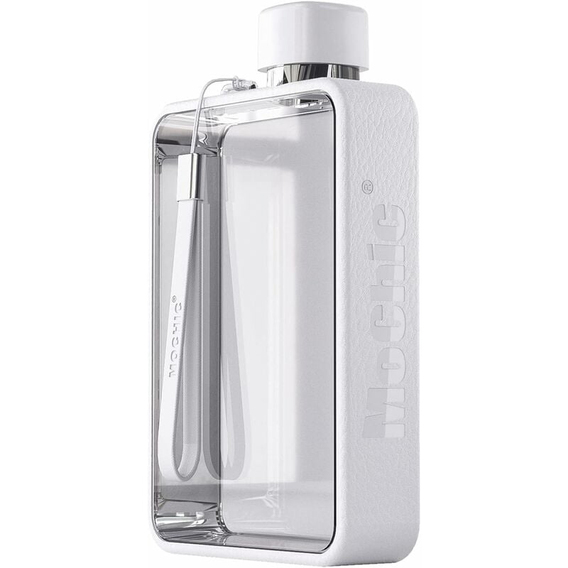 Bouteille d'eau plate de voyage portable A5 sans BPA pour le sport, le  camping, la salle de sport, s'adapte à n'importe quel sac (blanc)