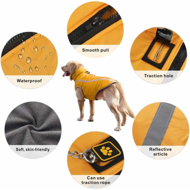 1 Veste Imperméable Et Chaude Pour Animaux De Compagnie, Vêtements  Réfléchissants Et Coupe-vent Pour Animaux De Compagnie En Jaune, Adaptés  Aux Chiens De Petite Et Moyenne Taille – Idéal Pour Les Activités