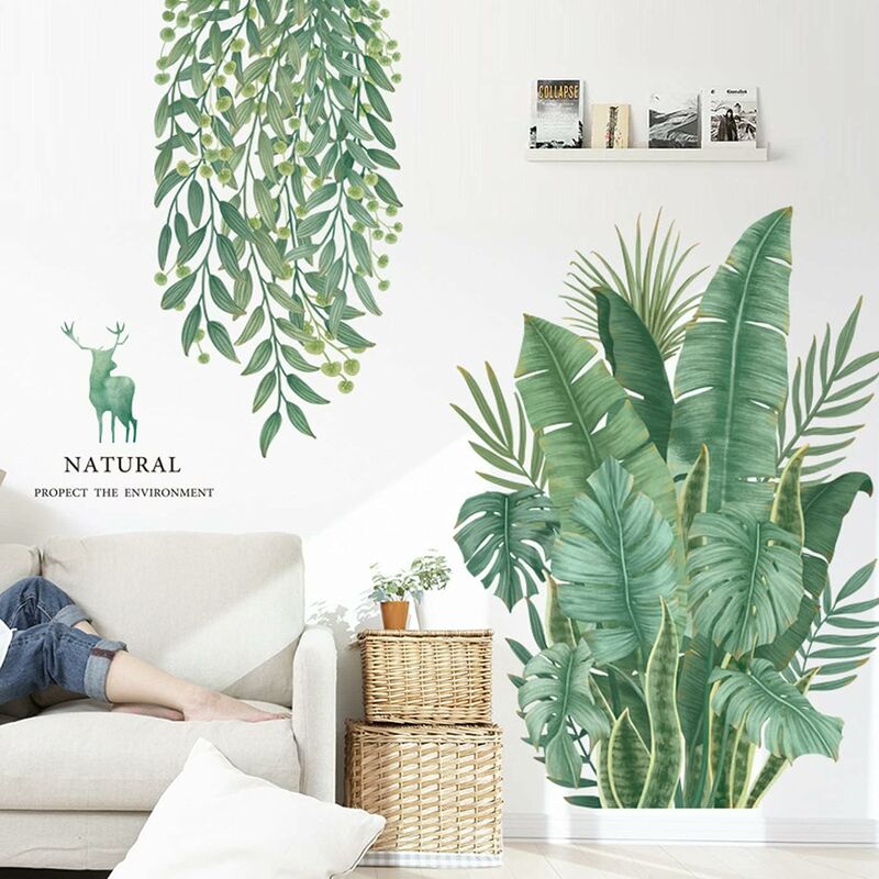 Stickers Muraux Plante Tropical Autocollant Décoratifs, Amovible Feuilles  de Plantes Verte Décor DIY Mur Art Décorations Pour La Mur Fenêtres Coucher  Salon Bure… en 2023