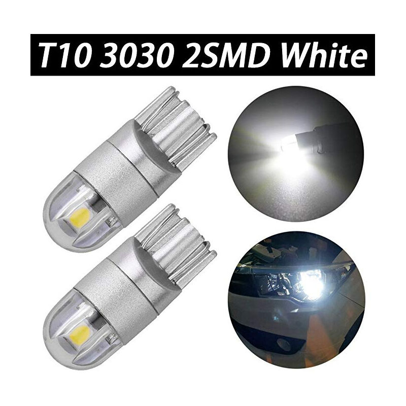 12pcs 194 LED Ampoule de voiture 3030 Chipset 2SMD T10 194 168 W5W Ampoule  LED Wedge 1.5W 12V Plaque d'immatriculation Courtoisie Étape Carte Lumières  Tronc Lampe Feux de dégagement (Blanc)