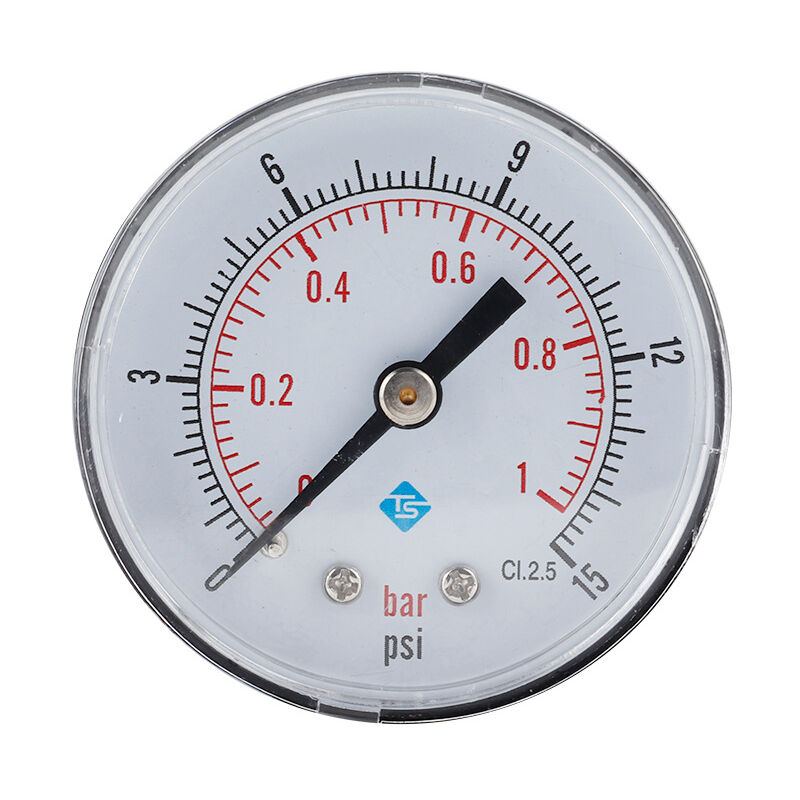 Manomètre axial, 0-15 psi/0-1 bar, boîtier en fer inoxydable, montage  inférieur 1/4 BSPT, manomètre d'air manomètre d'eau manomètre hydraulique  manomètre d'huile