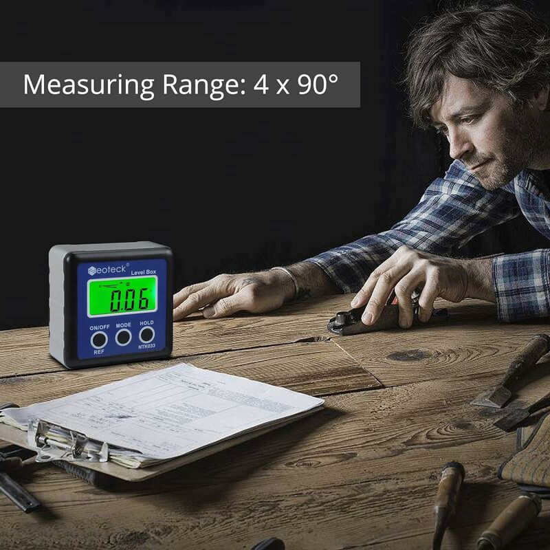 Mesureur Angle Mesure Angle Digital LCD Goniomètres Numériques Coque  Chanfrein Inclinomètre Protractor Imperméable Pour Mesurer l'Angle Voiture  Travail Bleu