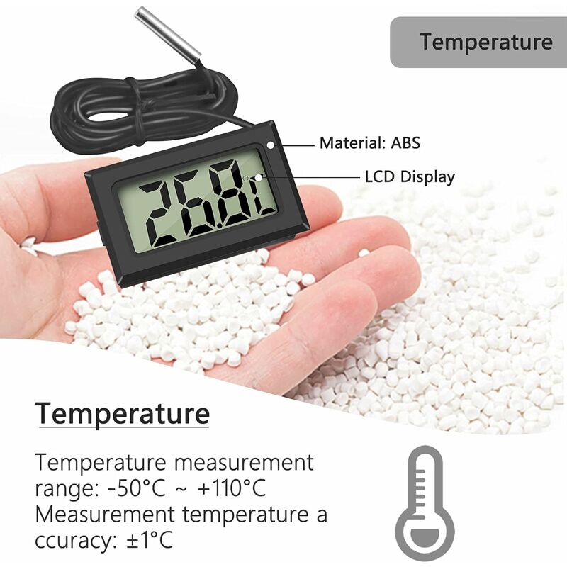 Mini Digital LCD Thermomètre Température avec Sonde de Température Capteur  Testeur pour Réfrigérateur Congélateurs Aquarium (4X