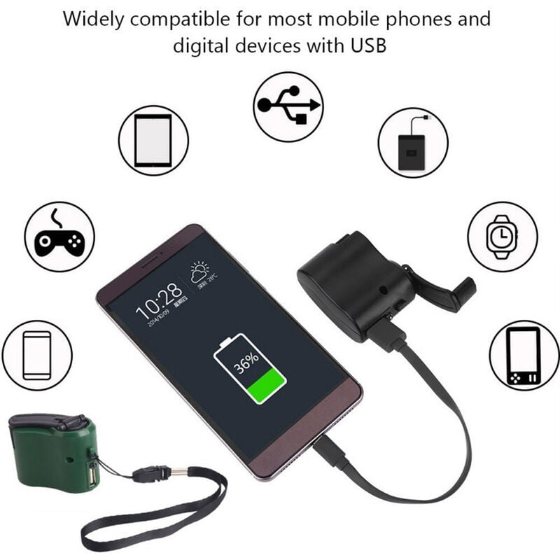 Bleu Téléphone portable alimentation d'urgence Usb manivelle chargeur  générateur électrique universel Mobile Charge main Dynamo Charge