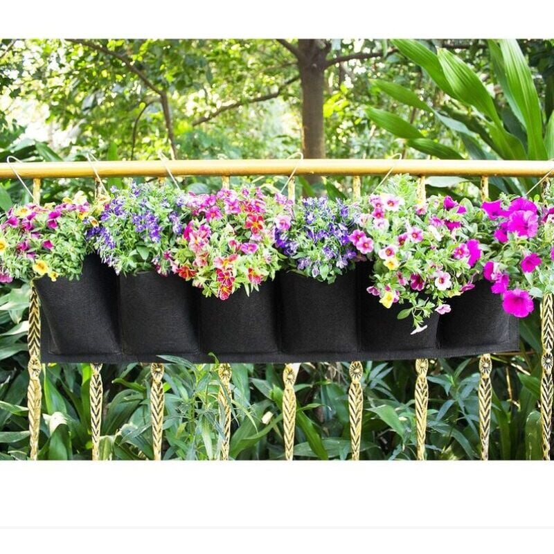 Pot suspendu effet tressé noir - Pot, jardinière et bac à fleur -  Décoration de jardin - Jardin et Plein air