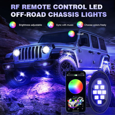 RGB LED Rock Lights Néon De Voiture Imperméable sous Glow Light