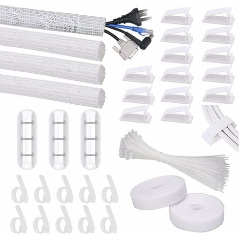 Clips de câble transparents, support de fil bien rangé de câble  auto-adhésif solide, pinces d’organisateur de gestion de cordon en  plastique rond et