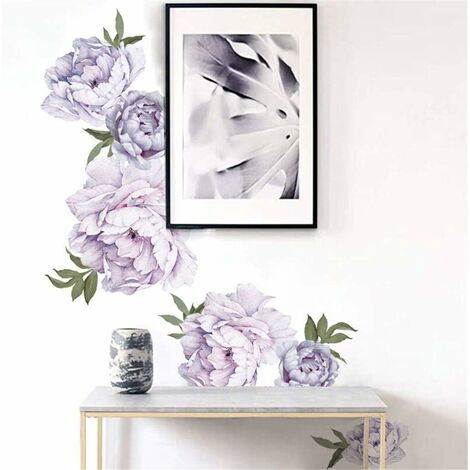 Violet Pivoine Fleur Autocollant Mural Amovible Art Décor Maison Pour