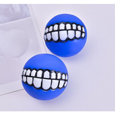 Lot de 2（bleu) jouets sonores en forme de boule à dents pour
