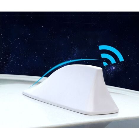 Blanc Antenne de voiture univers en forme d'aileron de requin - Antenne  radio FM avec base